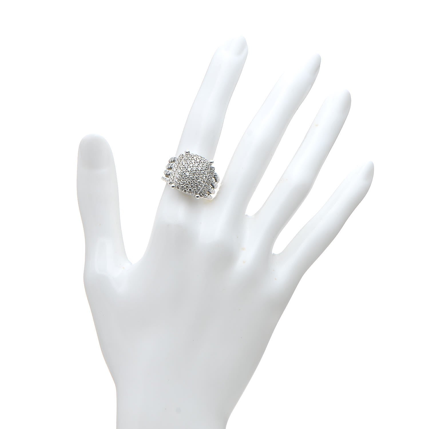 David Yurman Sterling Silver Diamond 16mm Wheaton Ring 54 7 2 of 7