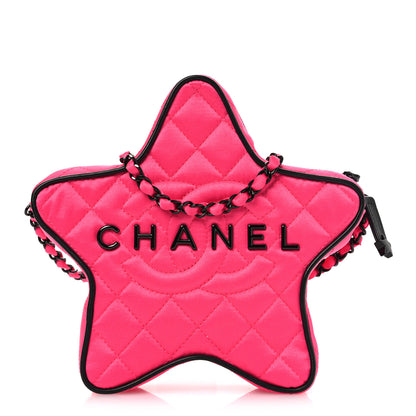 Chanel Satin Quilted Walk Of Fame Star Bag Fuchsia Black 1 of 11