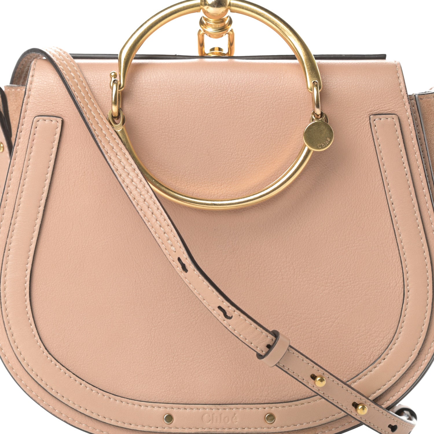 Chloe Calfskin Suede Medium Nile Bracelet Bag Biscotti Beige 8 of 15