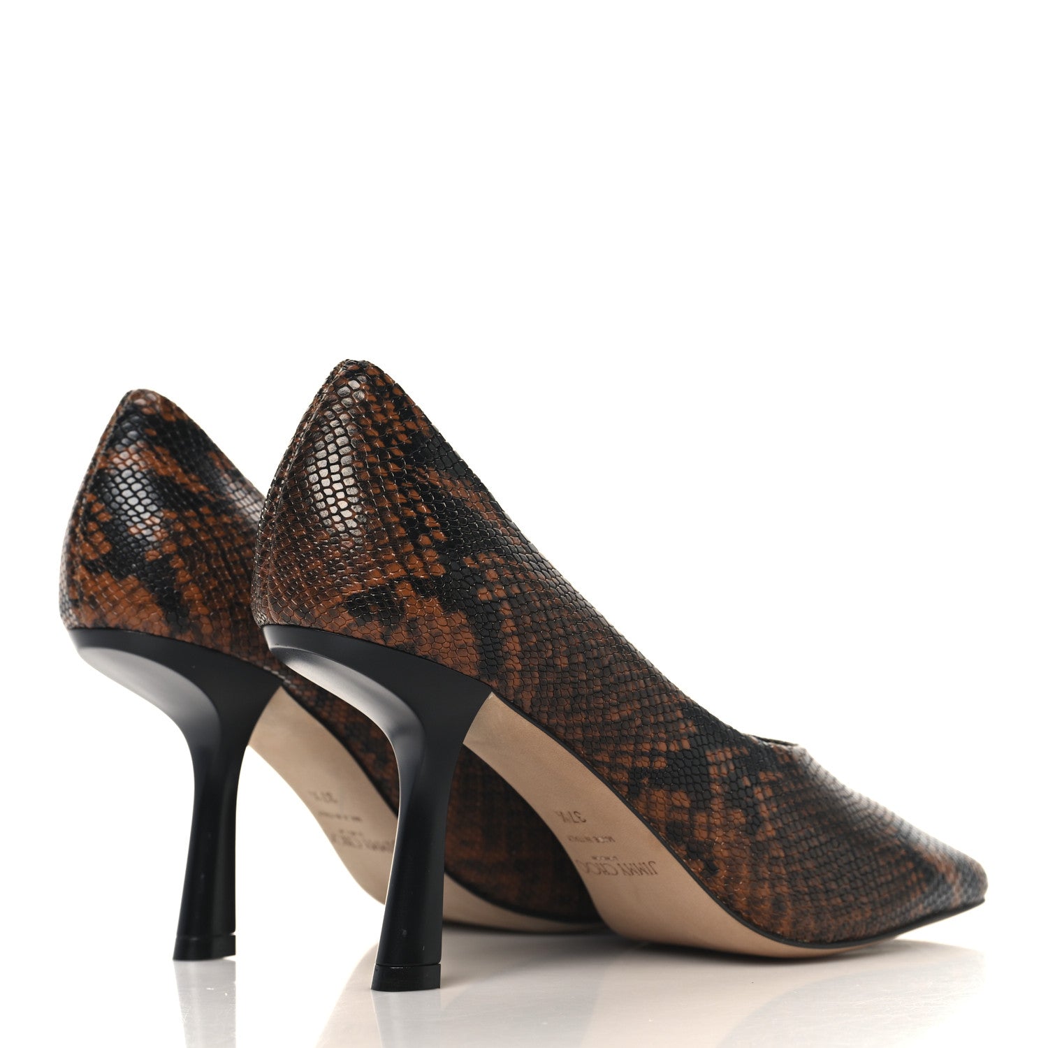 Jimmy Choo Calfskin Snakeskin Embossed Marcela 85 Pumps 37.5 Cuoio 5 of 8