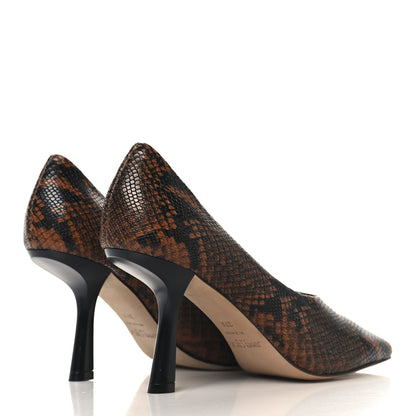 Jimmy Choo Calfskin Snakeskin Embossed Marcela 85 Pumps 37.5 Cuoio 5 of 8