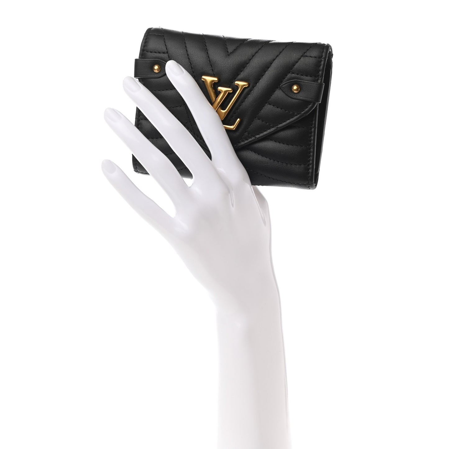 Calfskin New Wave Compact Wallet Black