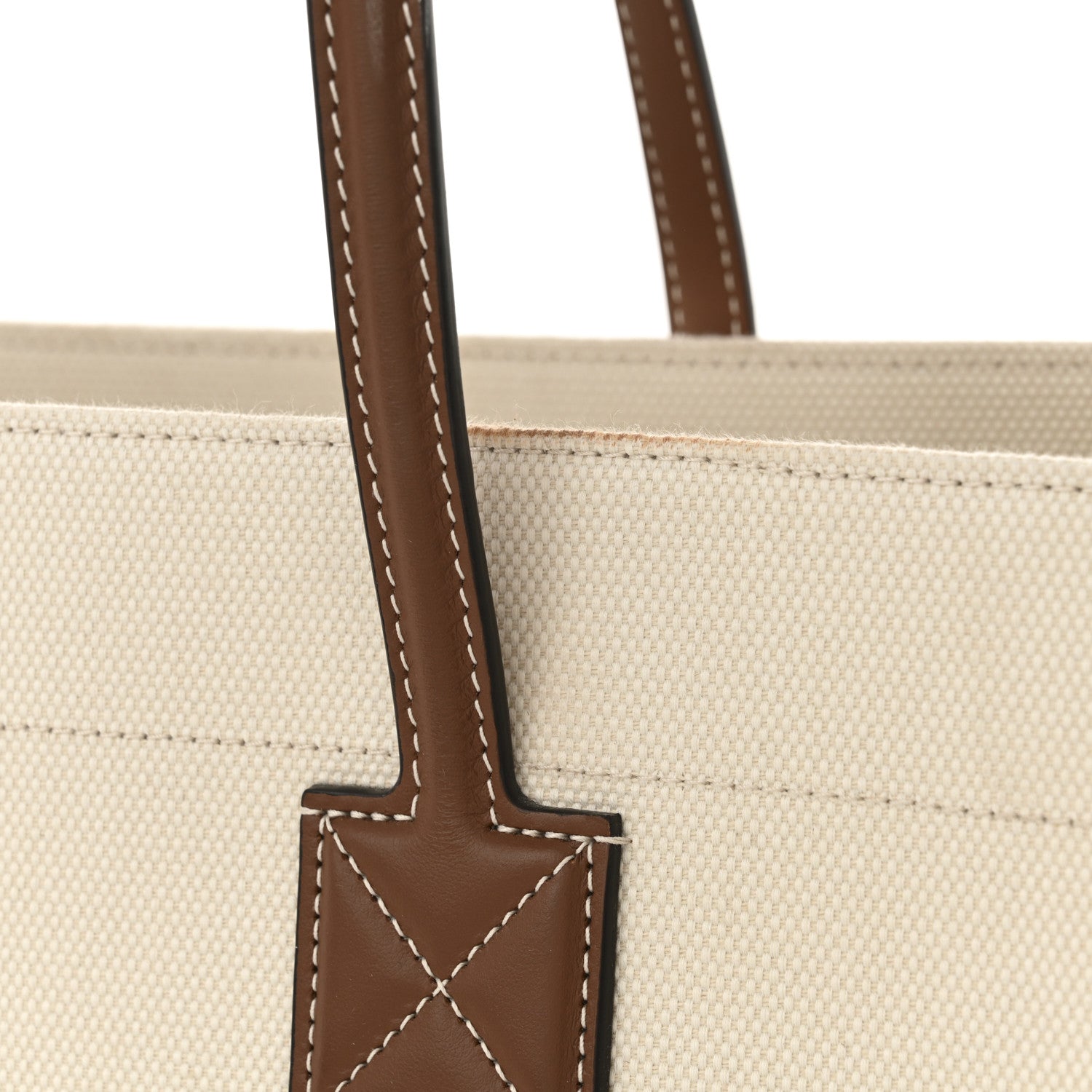 Burberry Canvas Smooth Calfskin Medium Two Tone Freya Tote Natural Tan 10 of 10