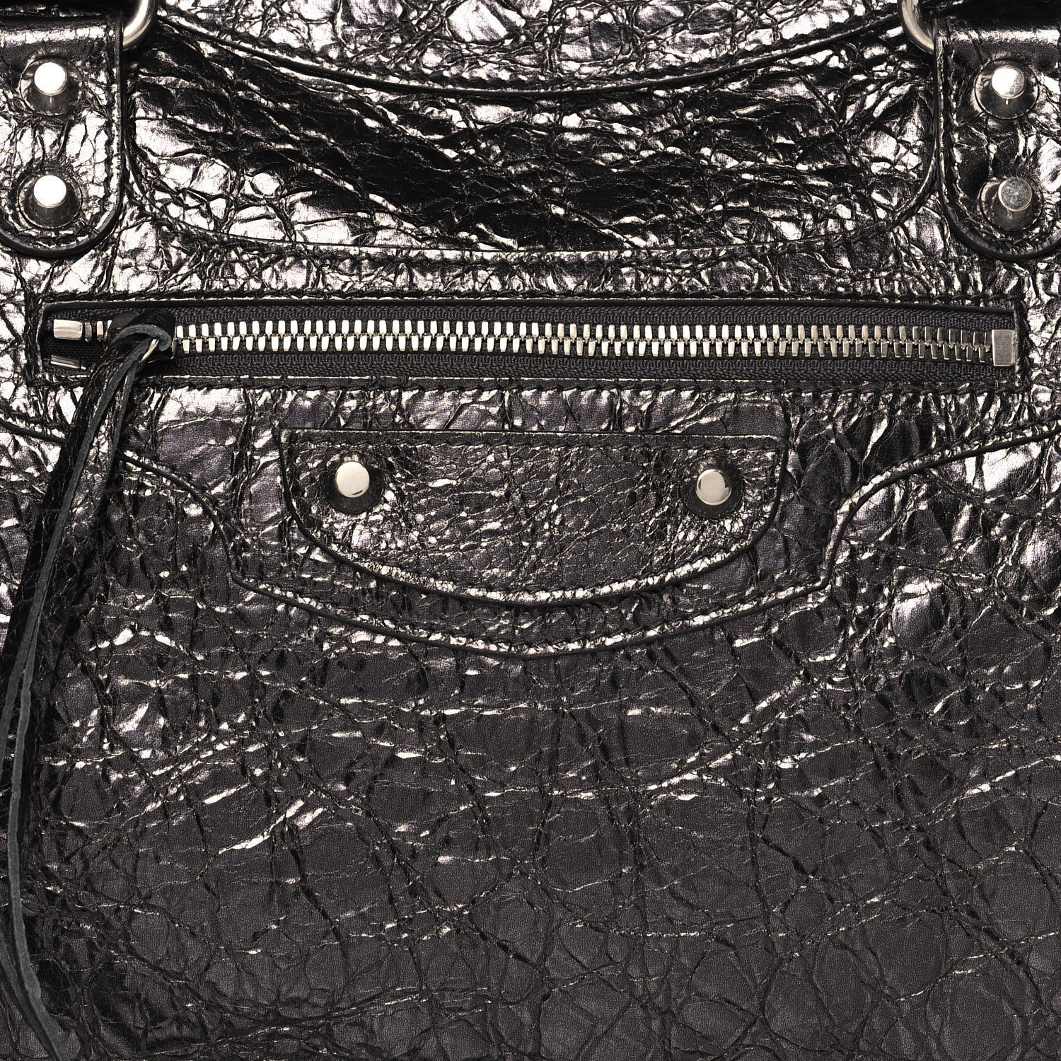 Balenciaga Metallized Arena Lambskin Classic Silver Hardware Medium Le City Steel Gray 8 of 10