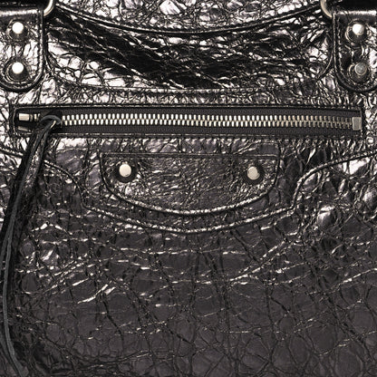 Balenciaga Metallized Arena Lambskin Classic Silver Hardware Medium Le City Steel Gray 8 of 10