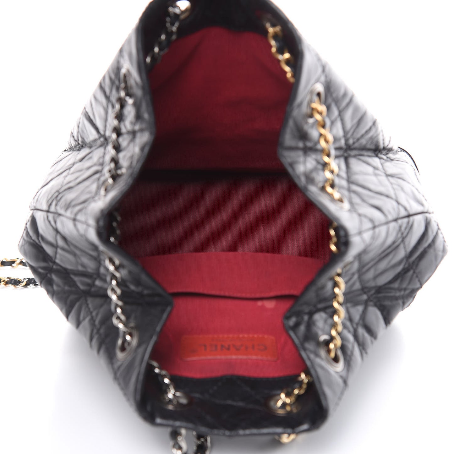 Aged Calfskin Quilted Small Gabrielle Backpack Black