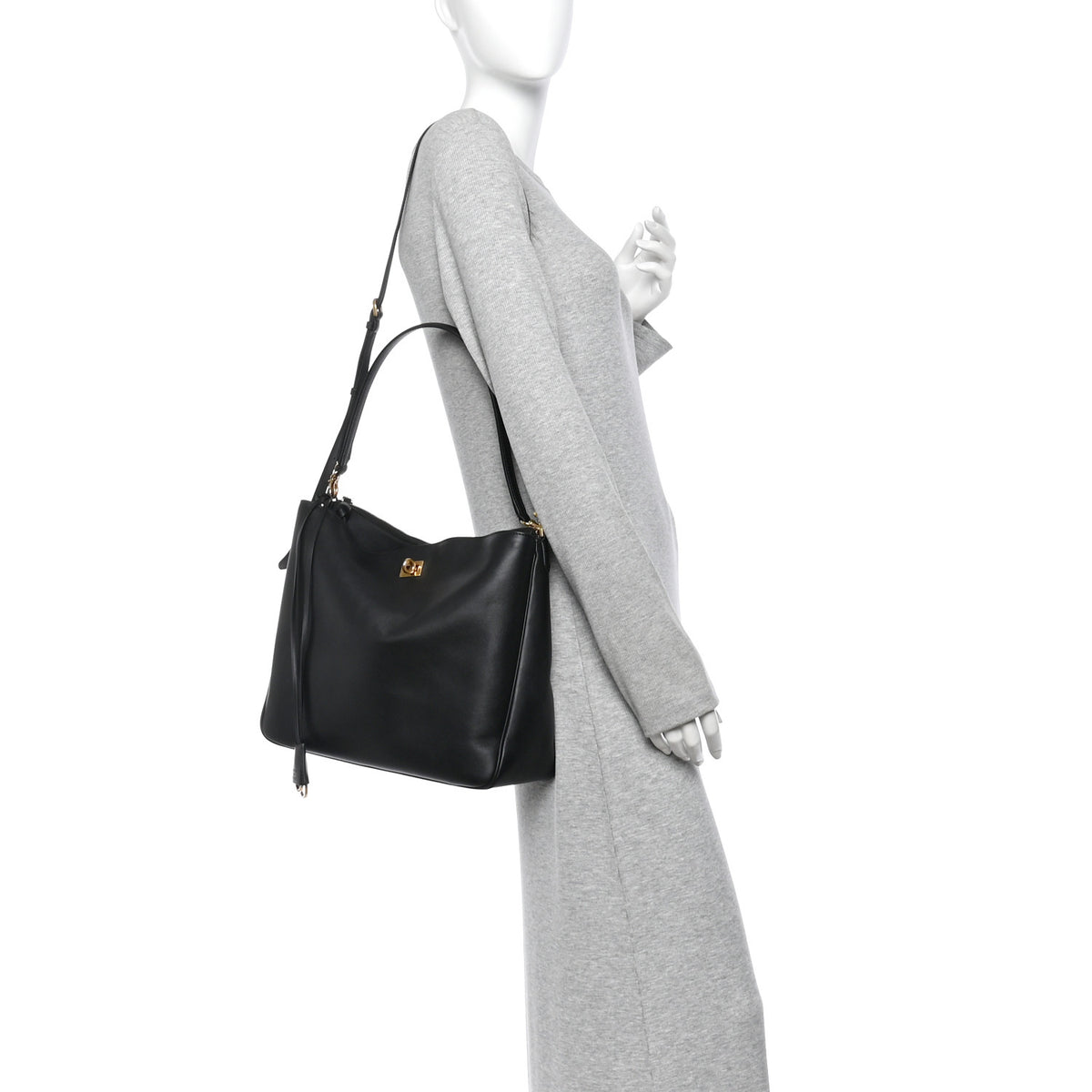 Balenciaga Natural Smooth Calfskin Medium Rodeo Hobo Black 2 of 9