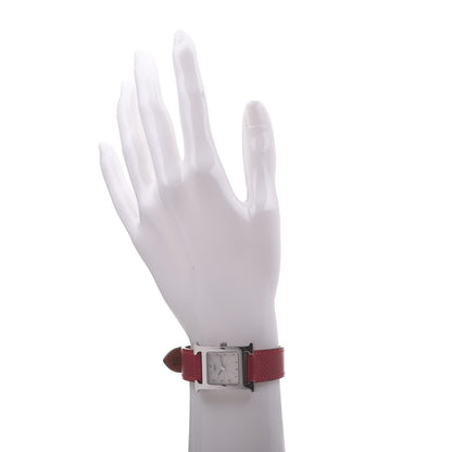 Hermes Stainless Steel Courchevel 21mm Heure H Hour Quartz Watch Rouge 2 of 7