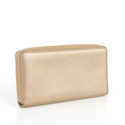 Gucci Metallic Pebbled Calfskin Soho Zip Around Wallet Golden Beige 3 of 6
