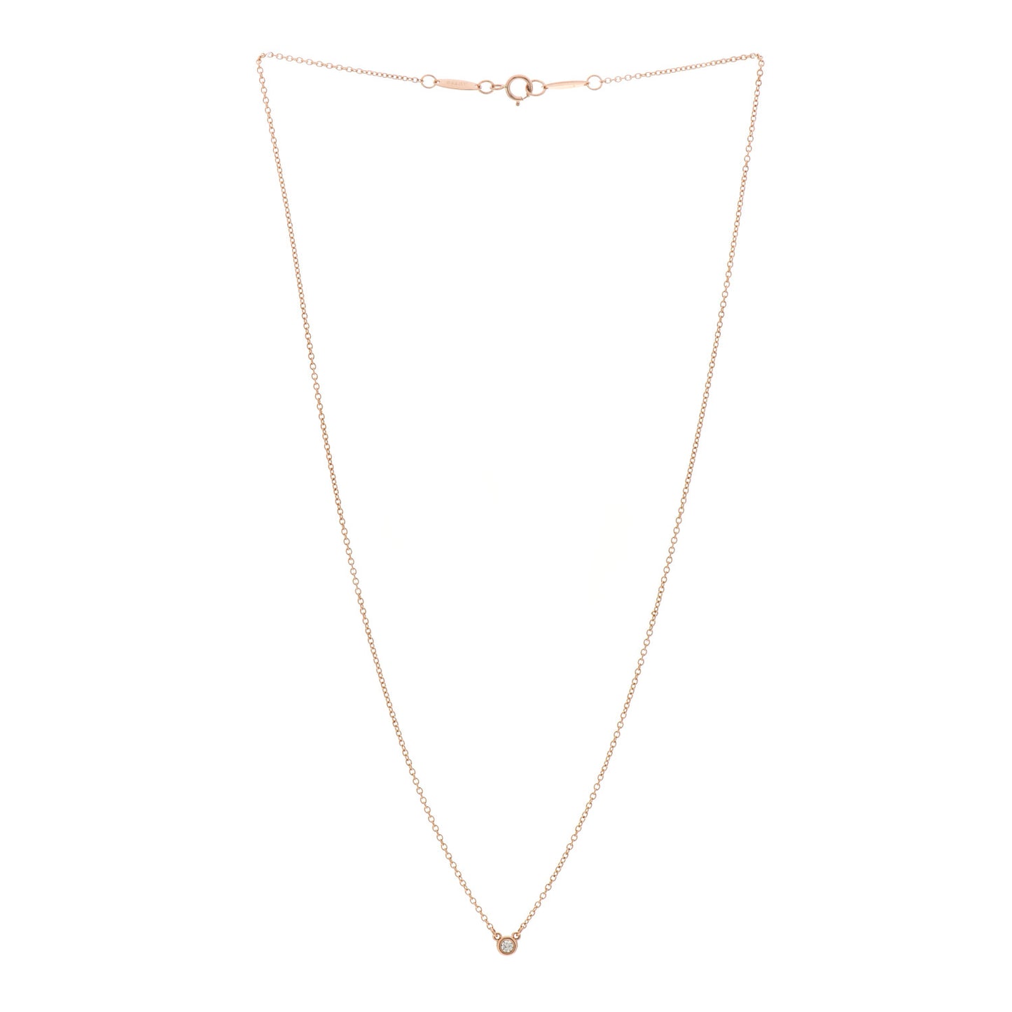 18K Rose Gold Diamond .03ct Elsa Peretti Diamonds by the Yard Pendant Necklace