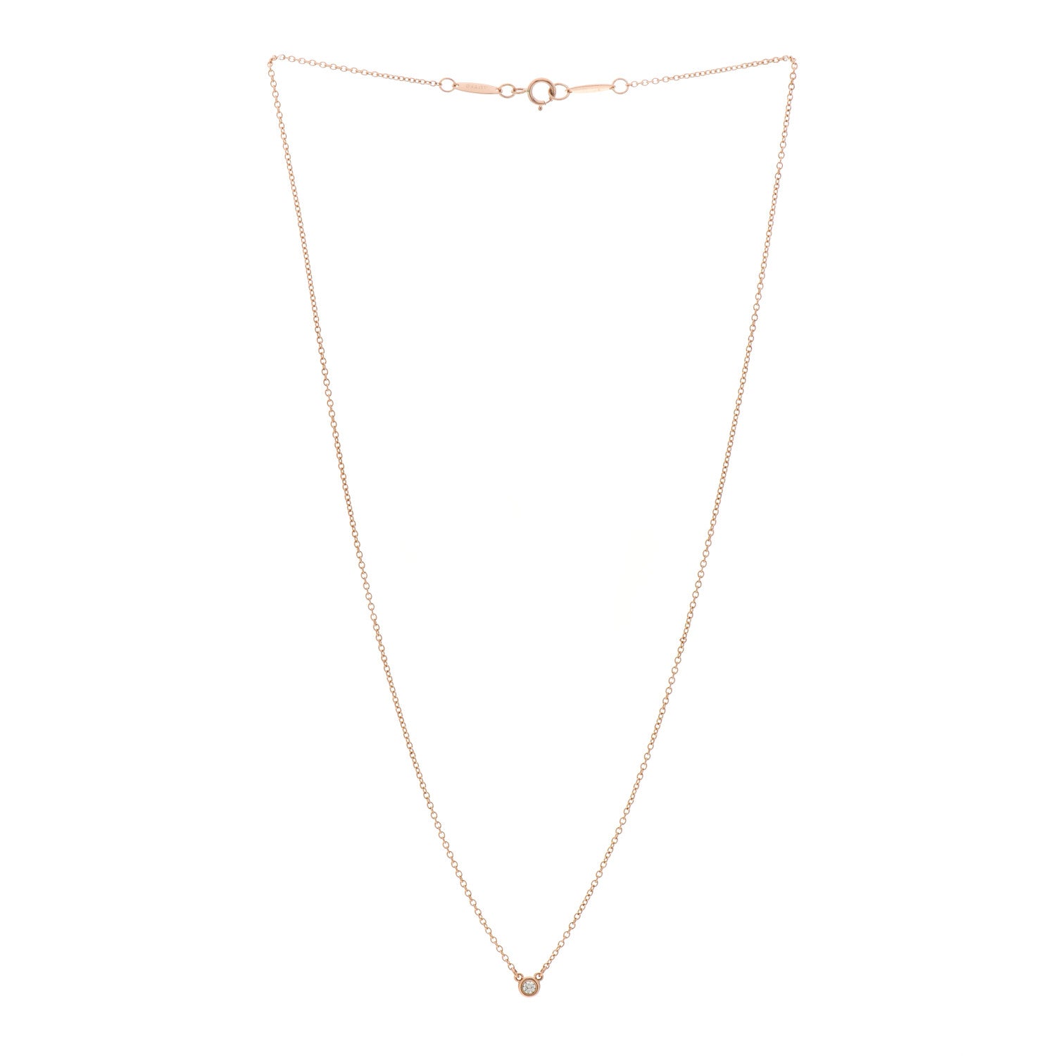 Tiffany 18K Rose Gold Diamond .03ct Elsa Peretti Diamonds by the Yard Pendant Necklace 2 of 7