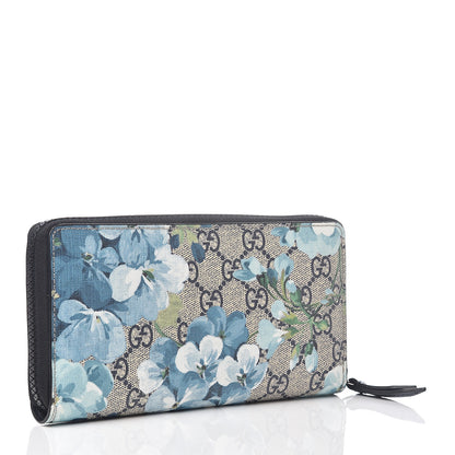 Gucci GG Supreme Monogram Blooms Zip Around Wallet Blue 2 of 6