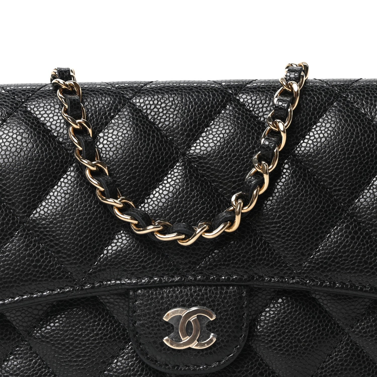 Chanel Caviar Quilted Flap Phone Holder With Chain Black 9 of 12