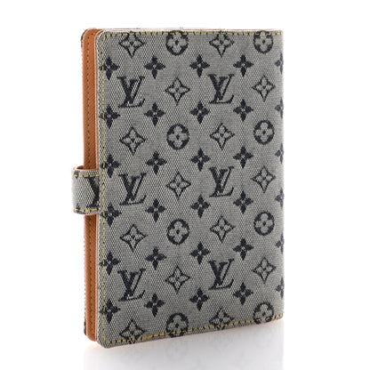 Louis Vuitton Mini Lin Small Ring Agenda Cover Blue 3 of 9