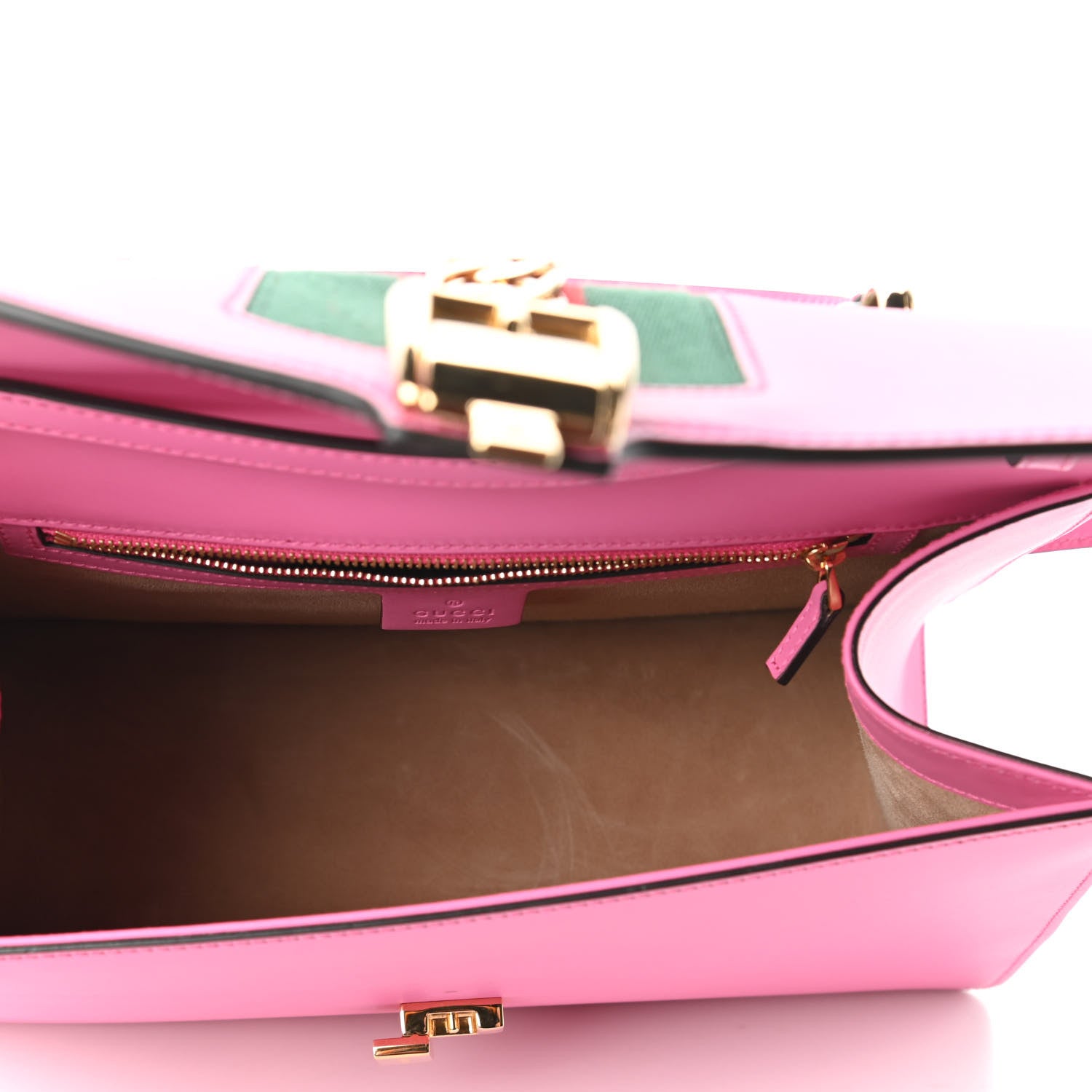 Gucci Vitello Fontanella Web Medium Sylvie Top Handle Bag Pink Tropical Flower 5 of 11