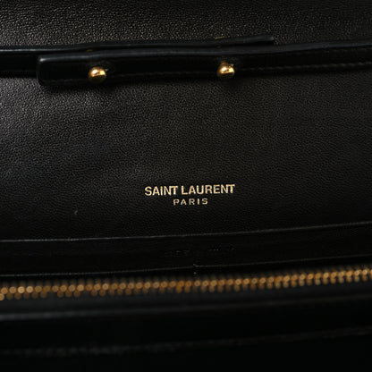 Saint Laurent Lambskin Matelasse Chevron Monogram Sulpice Chain Wallet Black 7 of 12