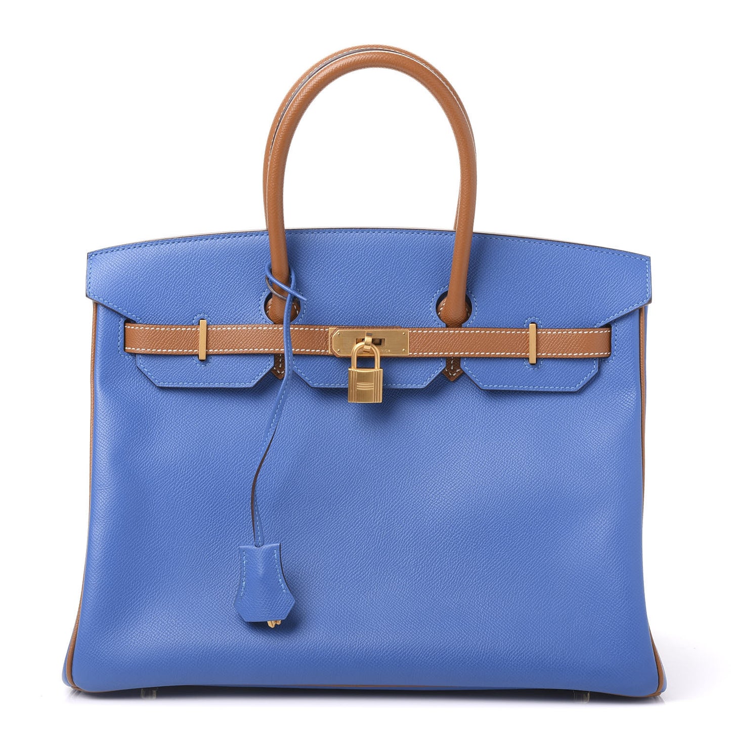 Epsom Horseshoe Birkin 35 Bleu Izmir Gold