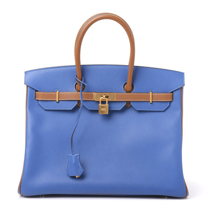 Hermes Epsom Horseshoe Birkin 35 Bleu Izmir Gold 1 of 31