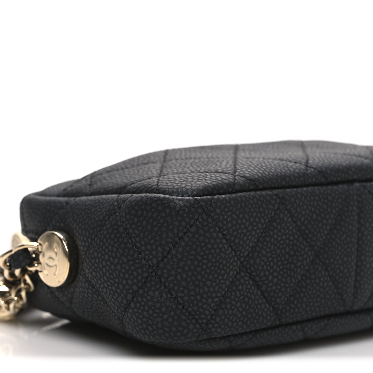 Iridescent Caviar Quilted Mini Coco Tassel Camera Case Black Black
