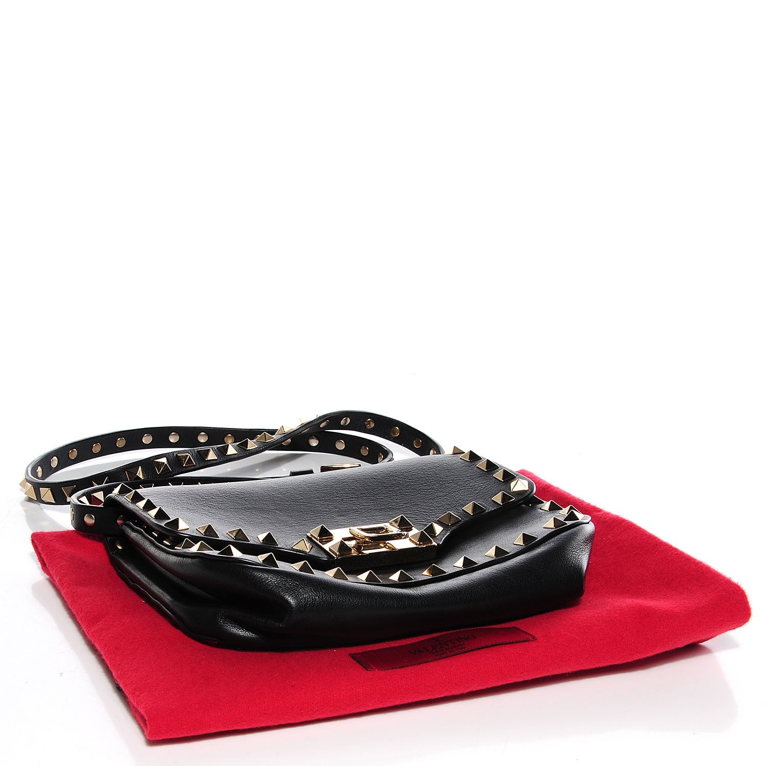 Valentino Garavani Vitello Mini Rockstud Flap Saddle Crossbody Bag Black 4 of 7