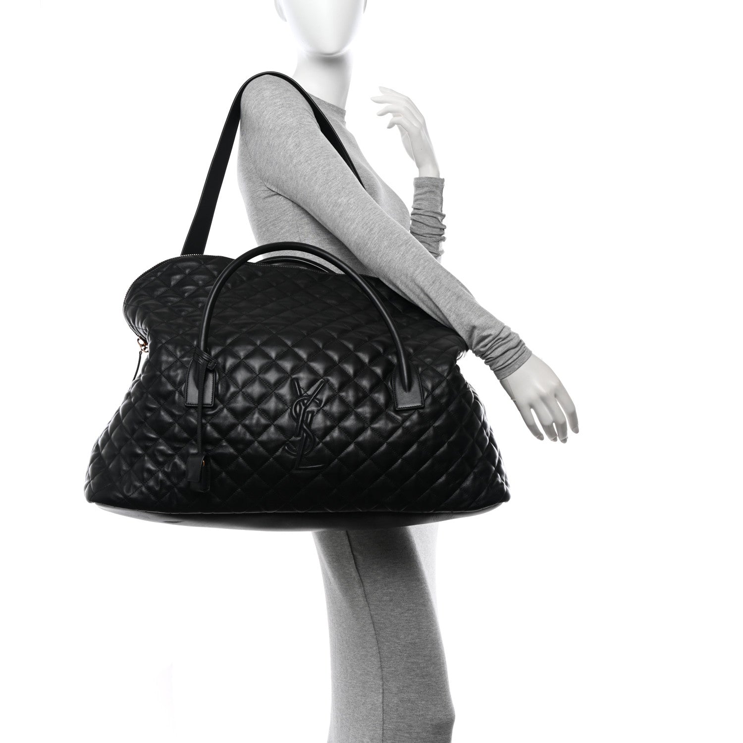 Saint Laurent Calfskin Quilted ES Giant Travel Bag Black 2 of 13