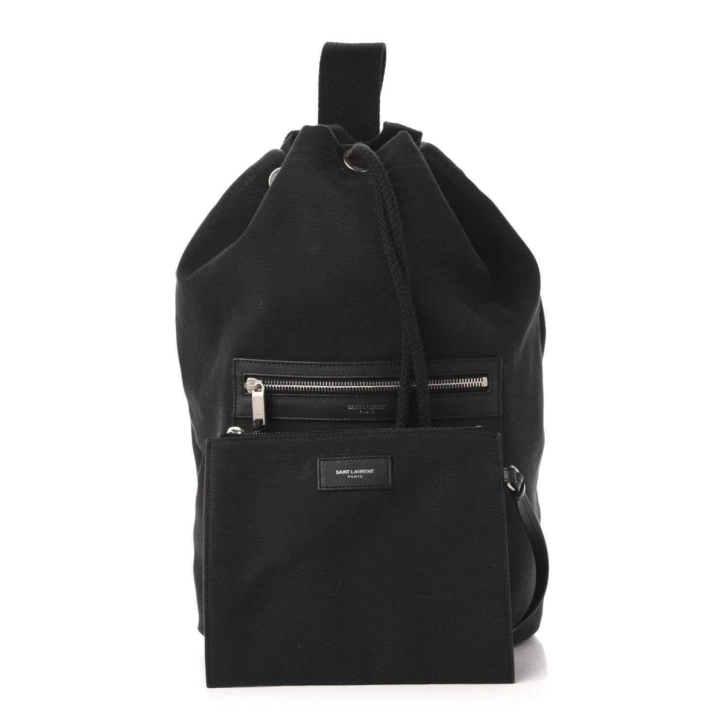 Saint Laurent Canvas City Sailor Drawstring Backpack Black 2 of 13