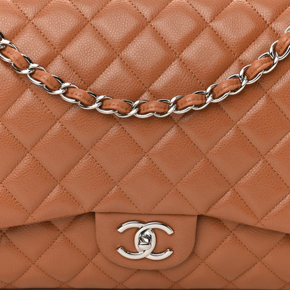 Chanel Caviar Quilted Maxi Double Flap Light Brown 7 of 9