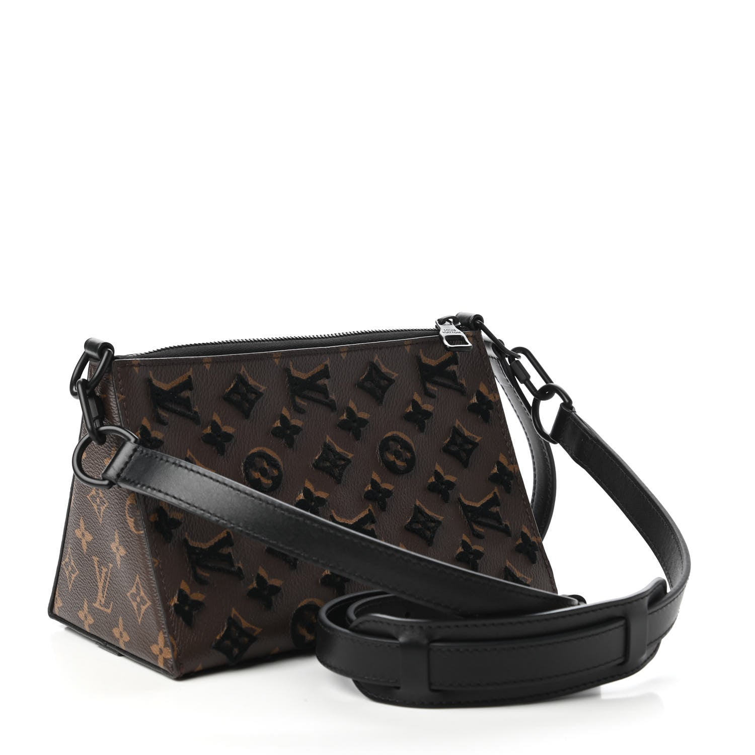 Louis Vuitton Monogram Tuffetage Triangle Messenger Black 3 of 10