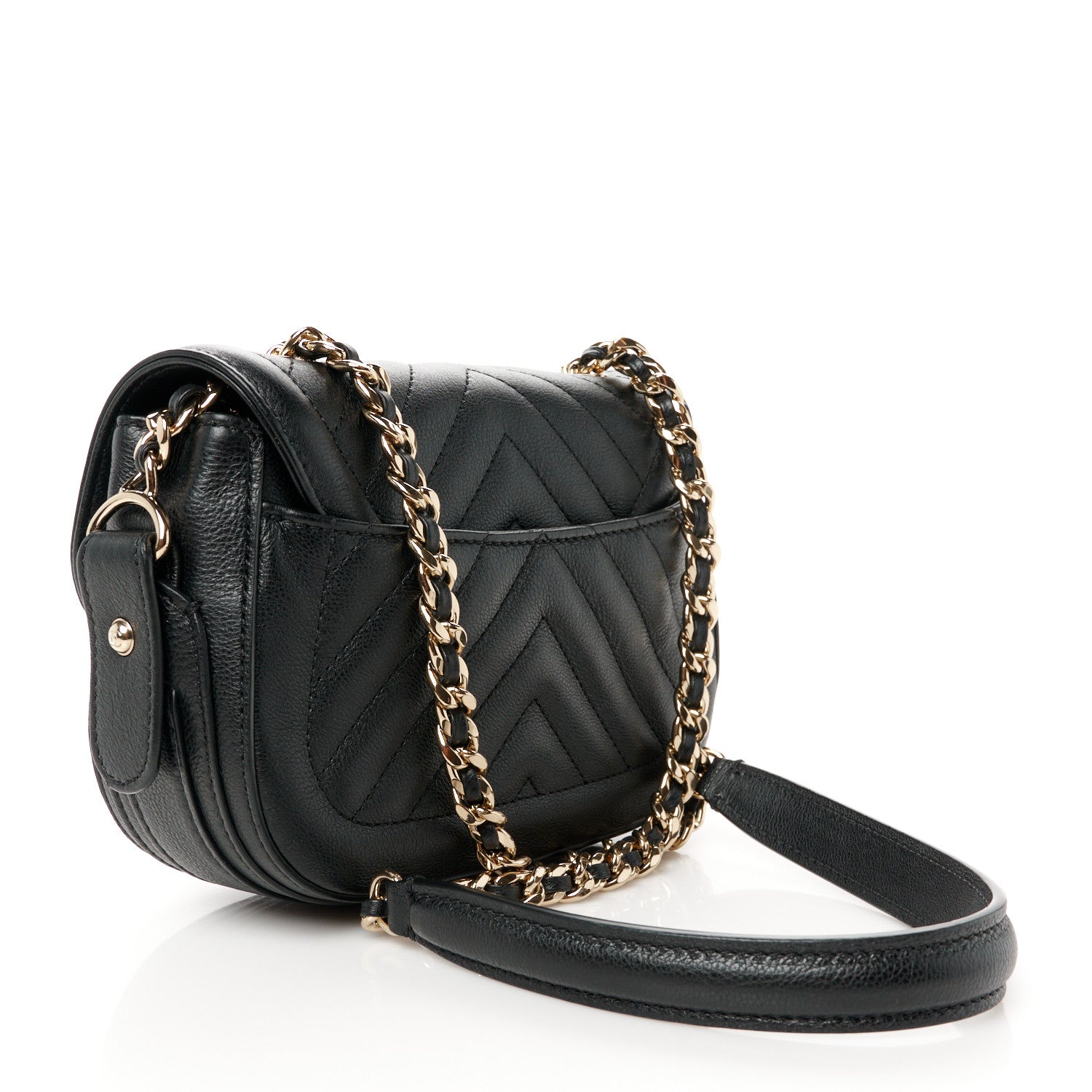Chanel Calfskin Chevron Quilted Mini Messenger Flap Black 3 of 12