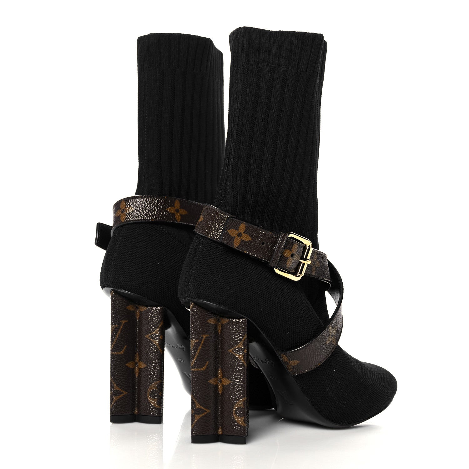 Louis Vuitton Monogram Stretch Fabric Silhouette Ankle Boots 36 Black 4 of 9