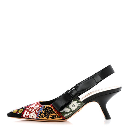 Christian Dior Embroidered Calfskin Beaded Sweet D Sling-Back Pumps 37.5 Multicolor 1 of 12
