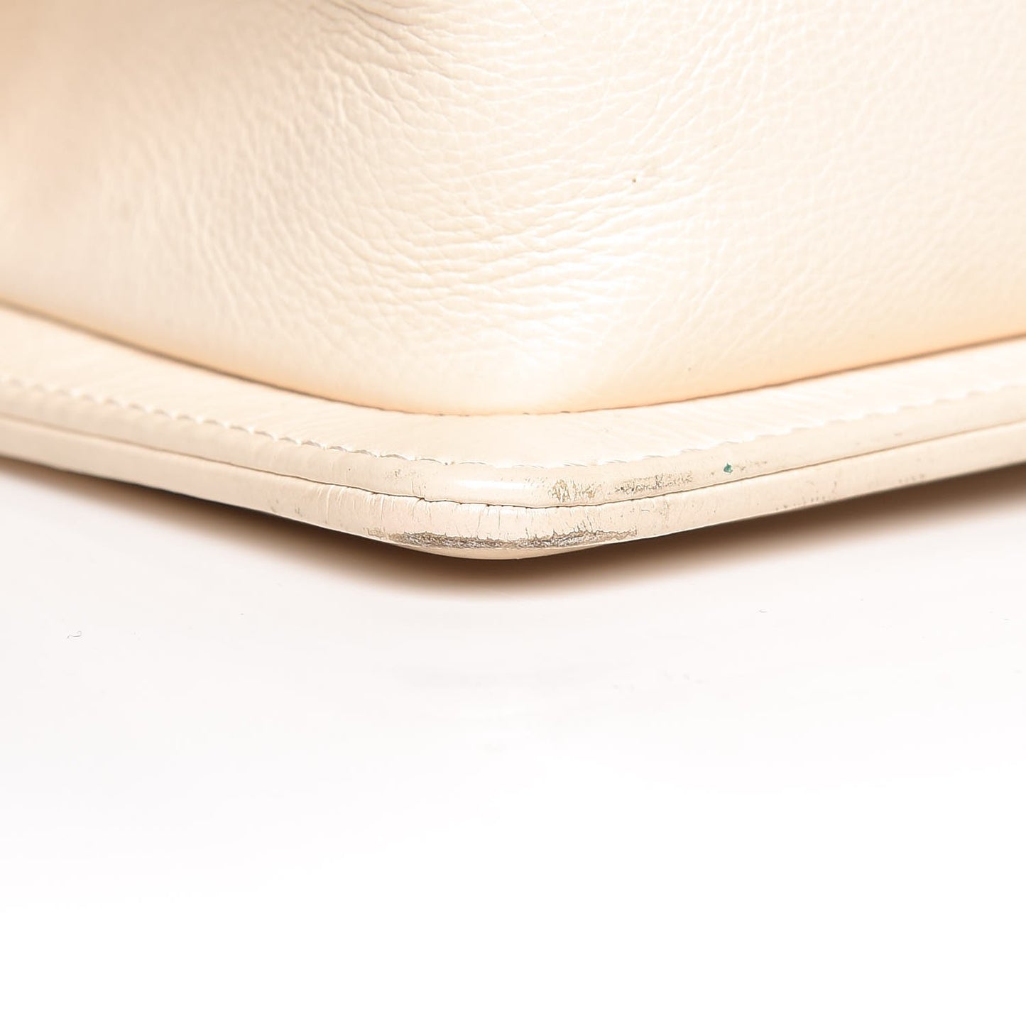 Calfskin Double Stitch Small Boy Flap White