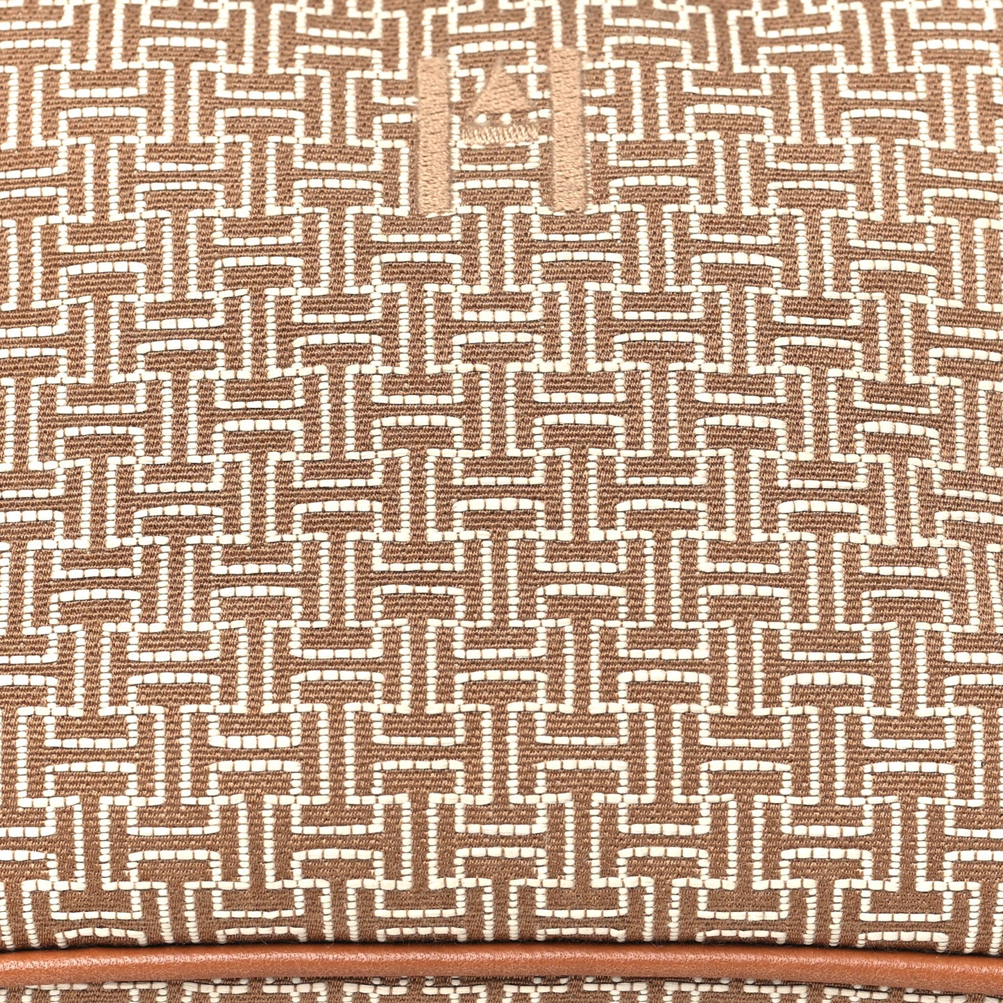 Cotton Canvas H Embroidered Travel Cosmetic Pouch Natural