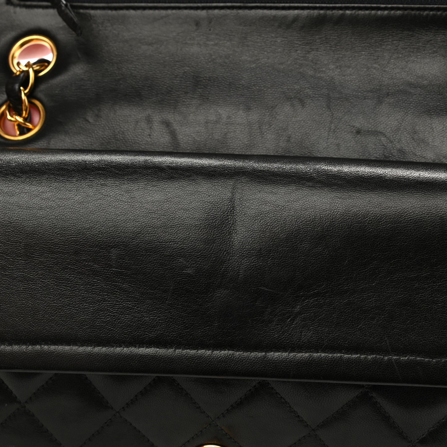 Lambskin Quilted Medium Double Flap Black