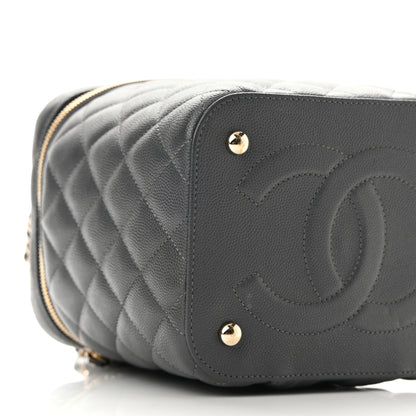 Chanel Caviar Quilted Small Top Handle Vanity Case With Chain Dark Grey 9 of 10