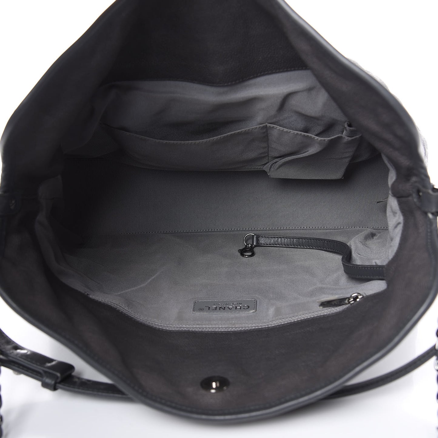 Caviar Quilted French Riviera Hobo Dark Grey