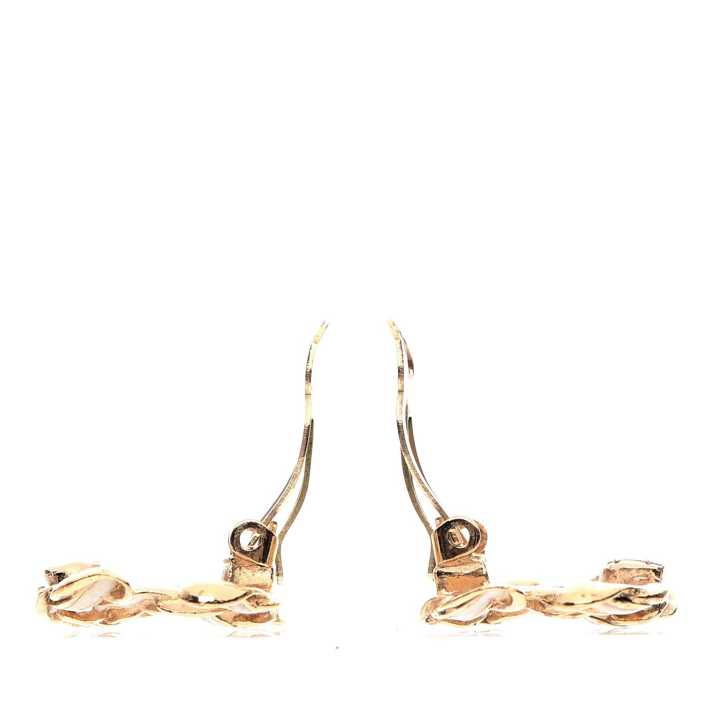 Enamel Chain Clip On CC Earrings Gold