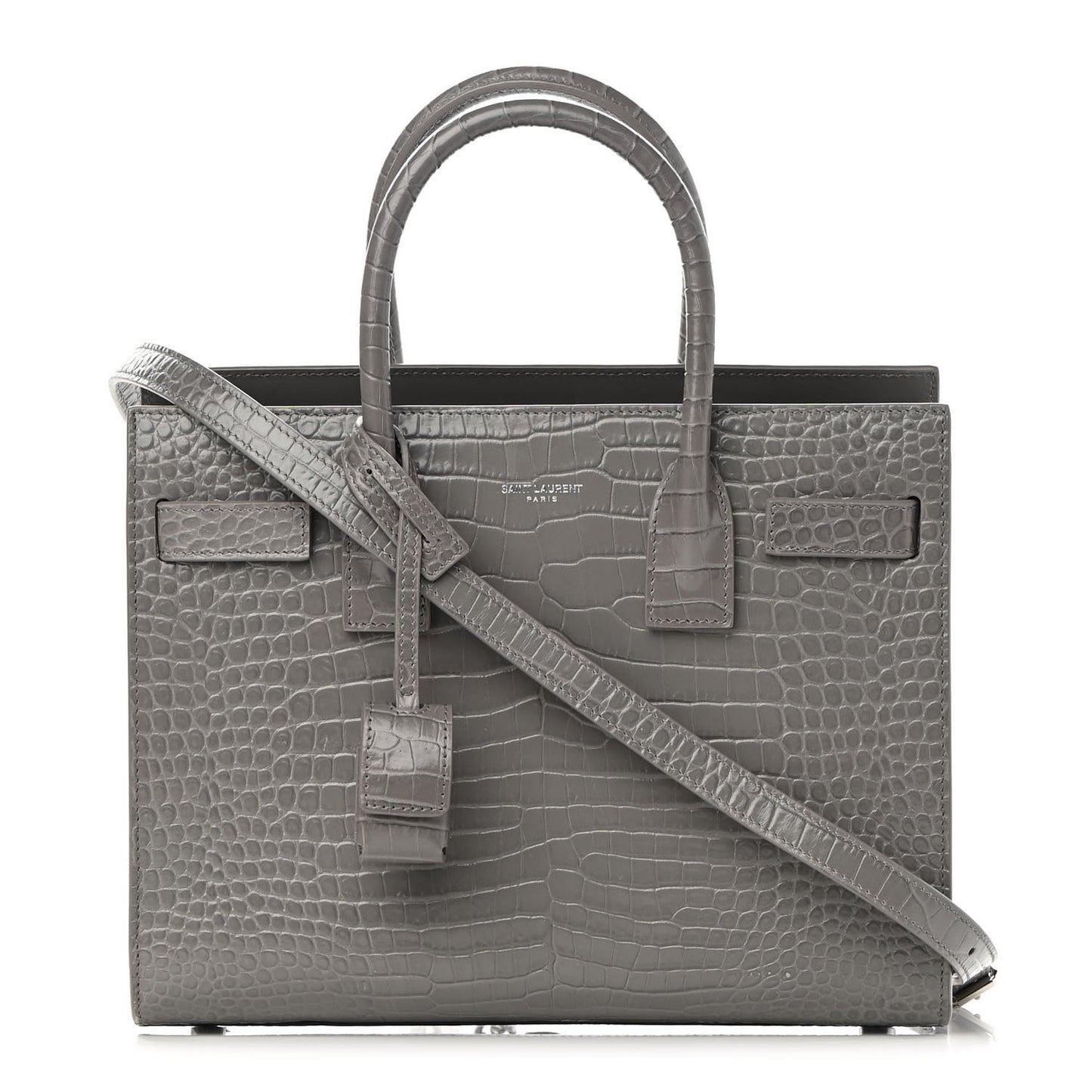 Calfskin Crocodile Embossed Baby Sac De Jour Fog
