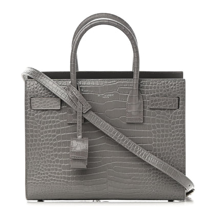 Saint Laurent Calfskin Crocodile Embossed Baby Sac De Jour Fog 1 of 14