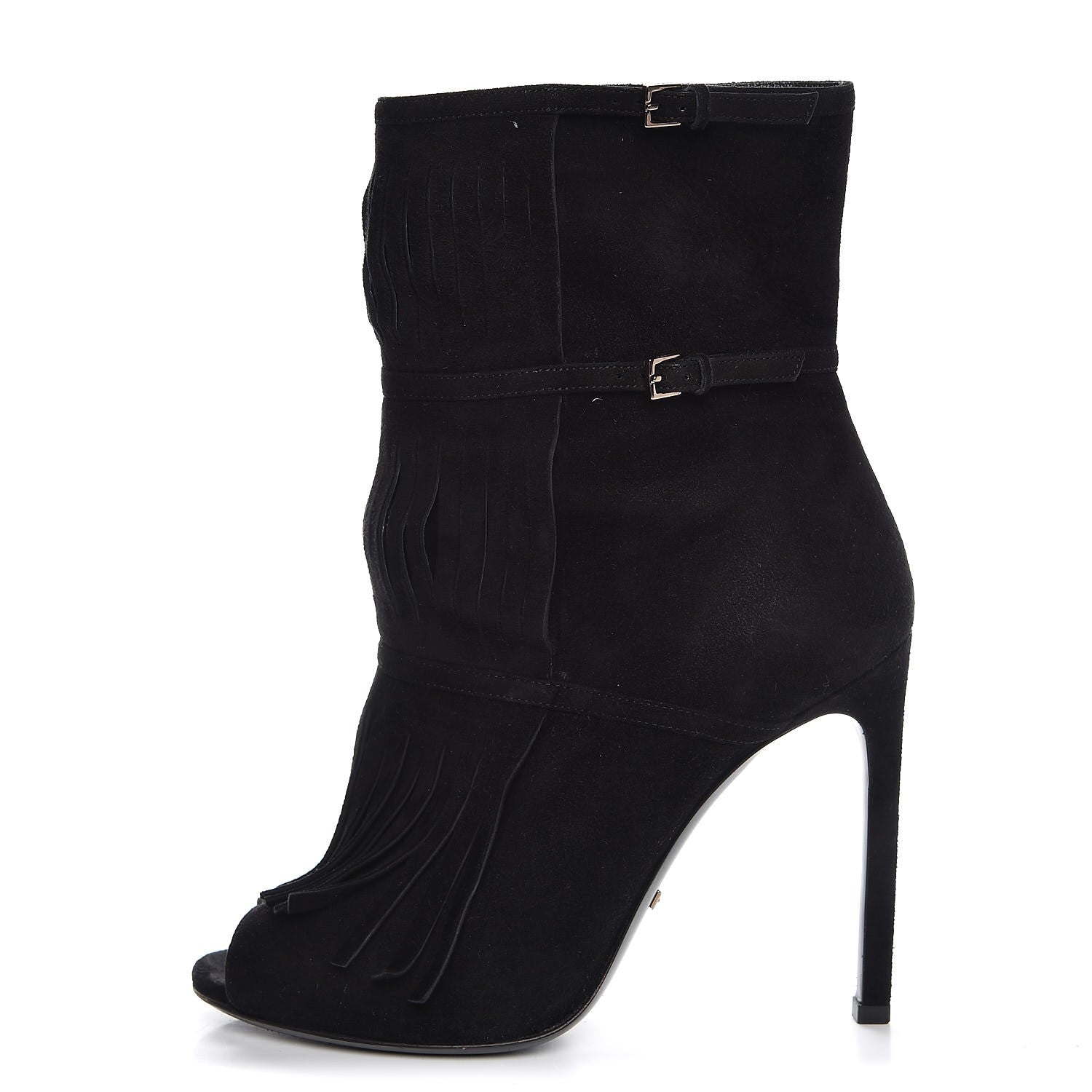 Gucci Suede Fringe Becky Bootie 37.5 Black 1 of 10