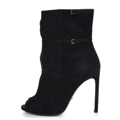 Gucci Suede Fringe Becky Bootie 37.5 Black 1 of 10