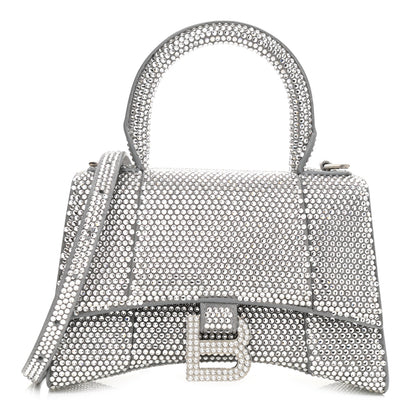 Balenciaga Strass Suede Hourglass Top Handle Bag XS Smoke Grey Crystal 1 of 10
