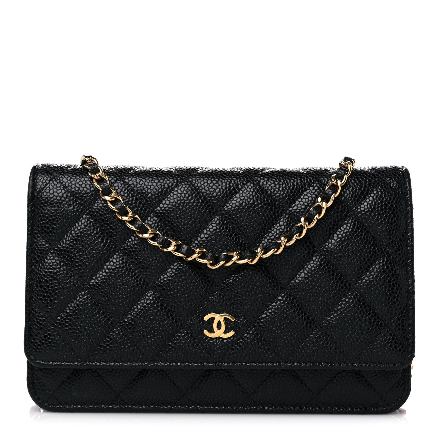 Caviar Quilted Wallet On Chain WOC Black