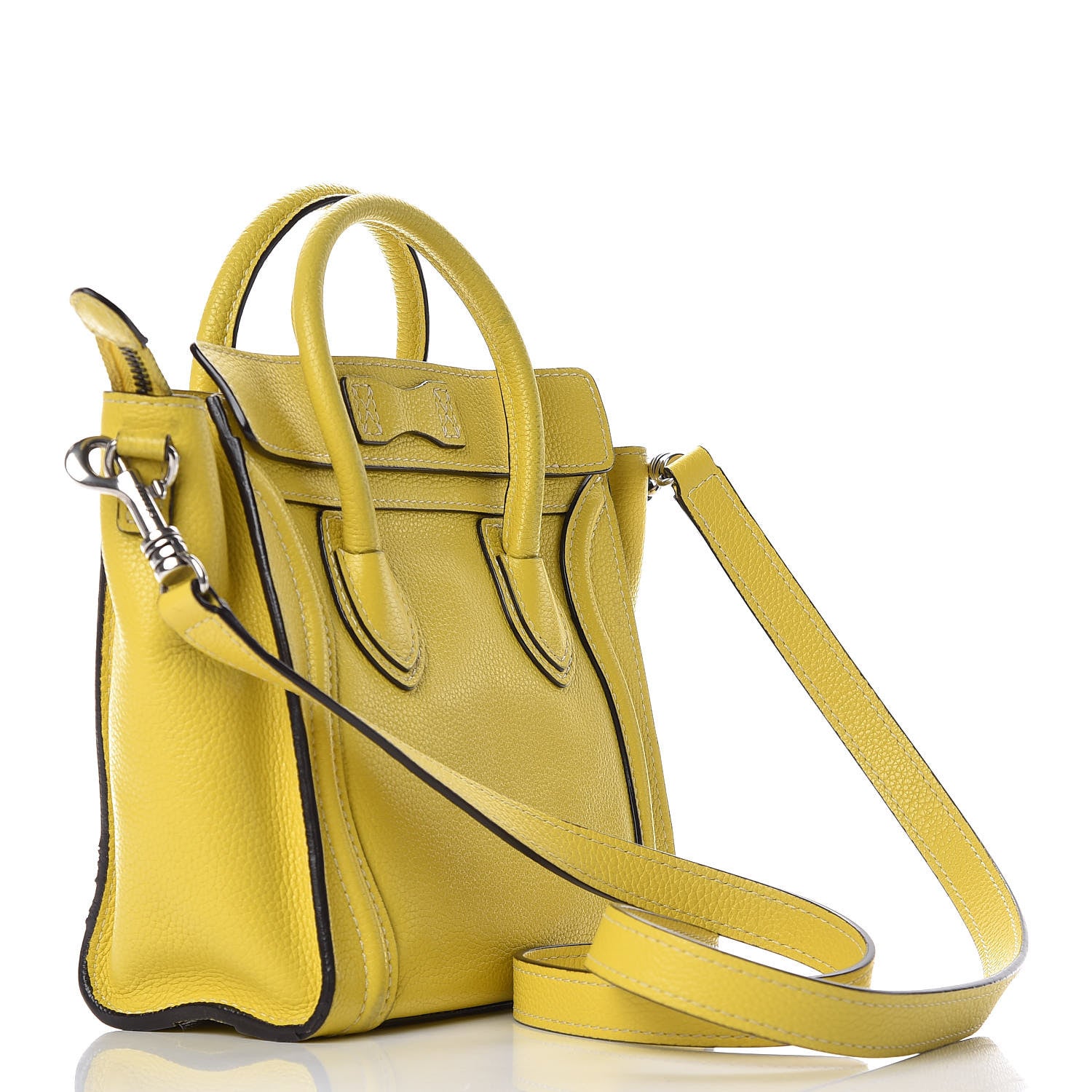Celine Drummed Calfskin Nano Luggage Citron 3 of 12