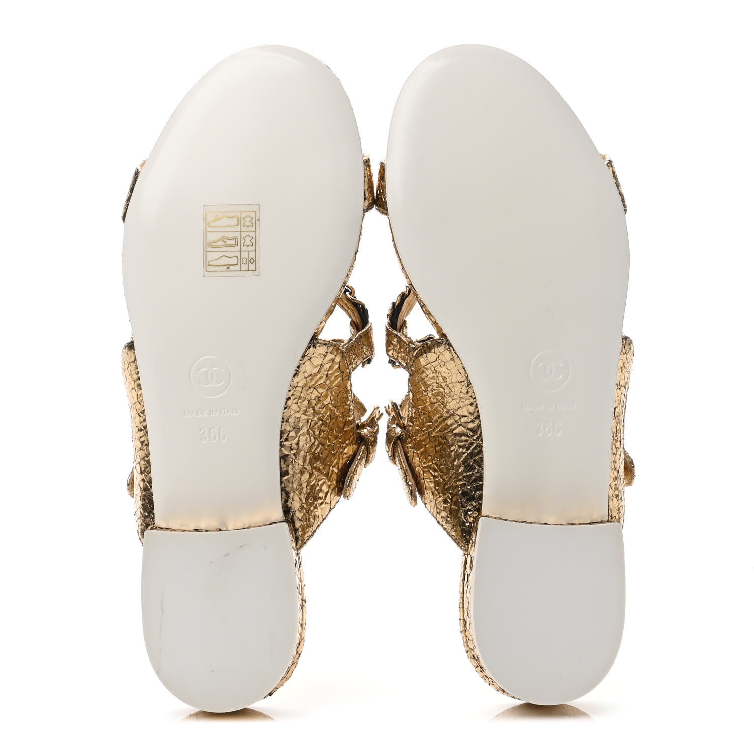 Chanel Metallic Crackled Calfskin Chain Sandals 36 Gold 4 of 4