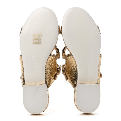 Chanel Metallic Crackled Calfskin Chain Sandals 36 Gold 4 of 4