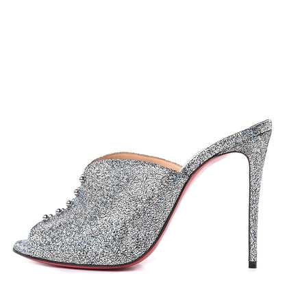 Christian Louboutin Nappa Mica PVC Glitter Predumule 100 Pumps 39 Silver 1 of 9