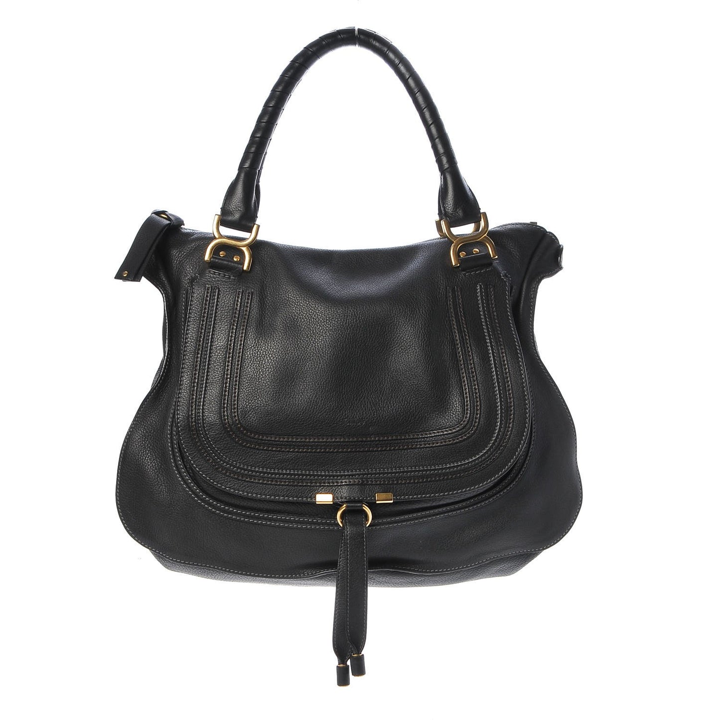 Calfskin Large Marcie Satchel Black