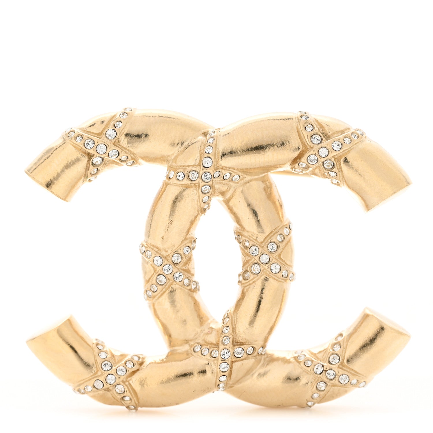 Chanel Crystal CC Logo Brooch Gold 1 of 5