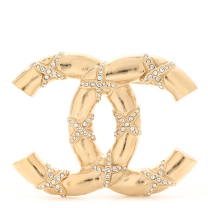 Chanel Crystal CC Logo Brooch Gold 1 of 5